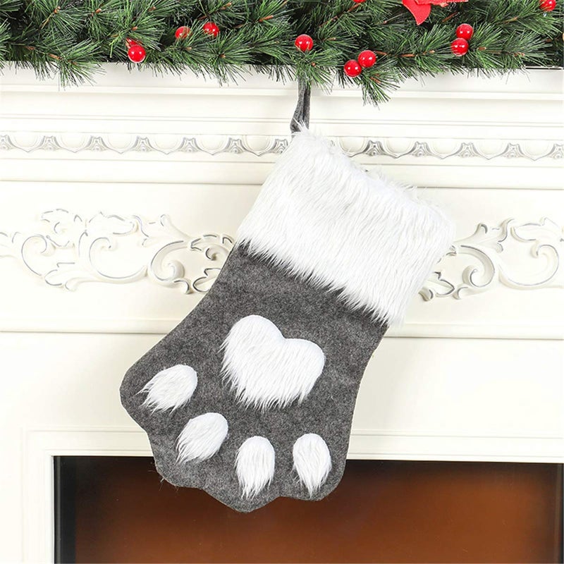 SherryDC Dog Cat Paw Christmas Stockings, Plush Hanging Socks for Holiday and Christmas Decorations - Image 2
